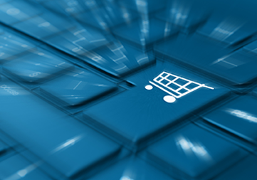 Tastatur auf welchem bei der Entertaste ein Einkaufswagen abgebildet ist.